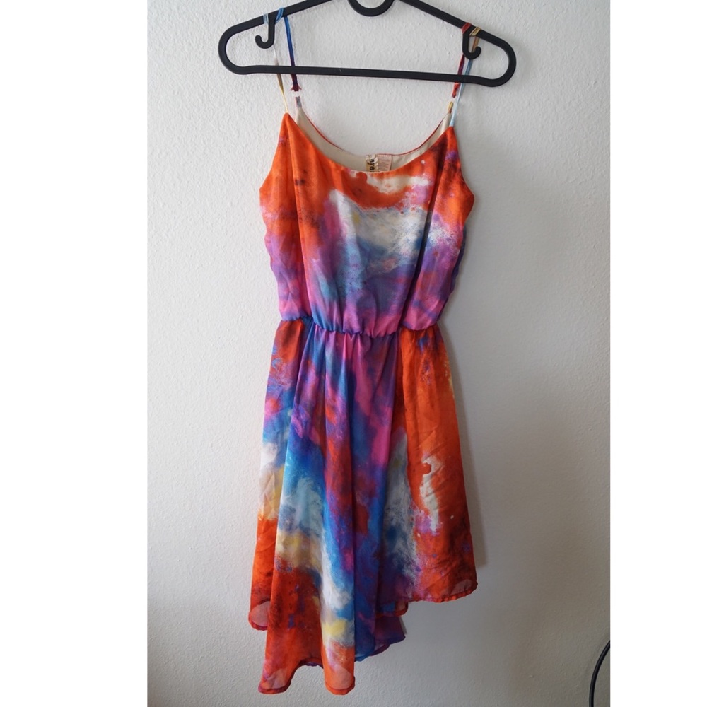 Fun galaxy dress With Asymmetrical Hem